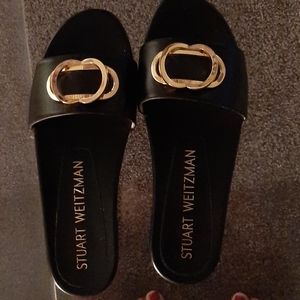 Stuart Weitzman Black Leather Sandals